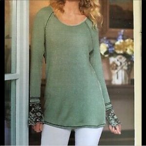 Soft Surroundings | Sage Green Thermal Top